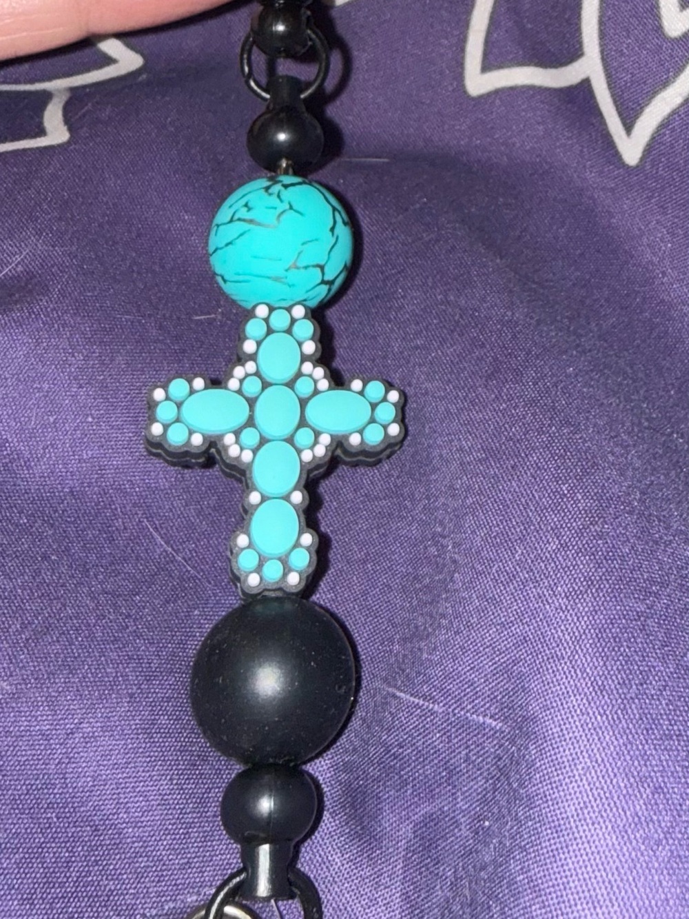 Turquoise Cross Keychain Card Holder Charm - Women Accessories